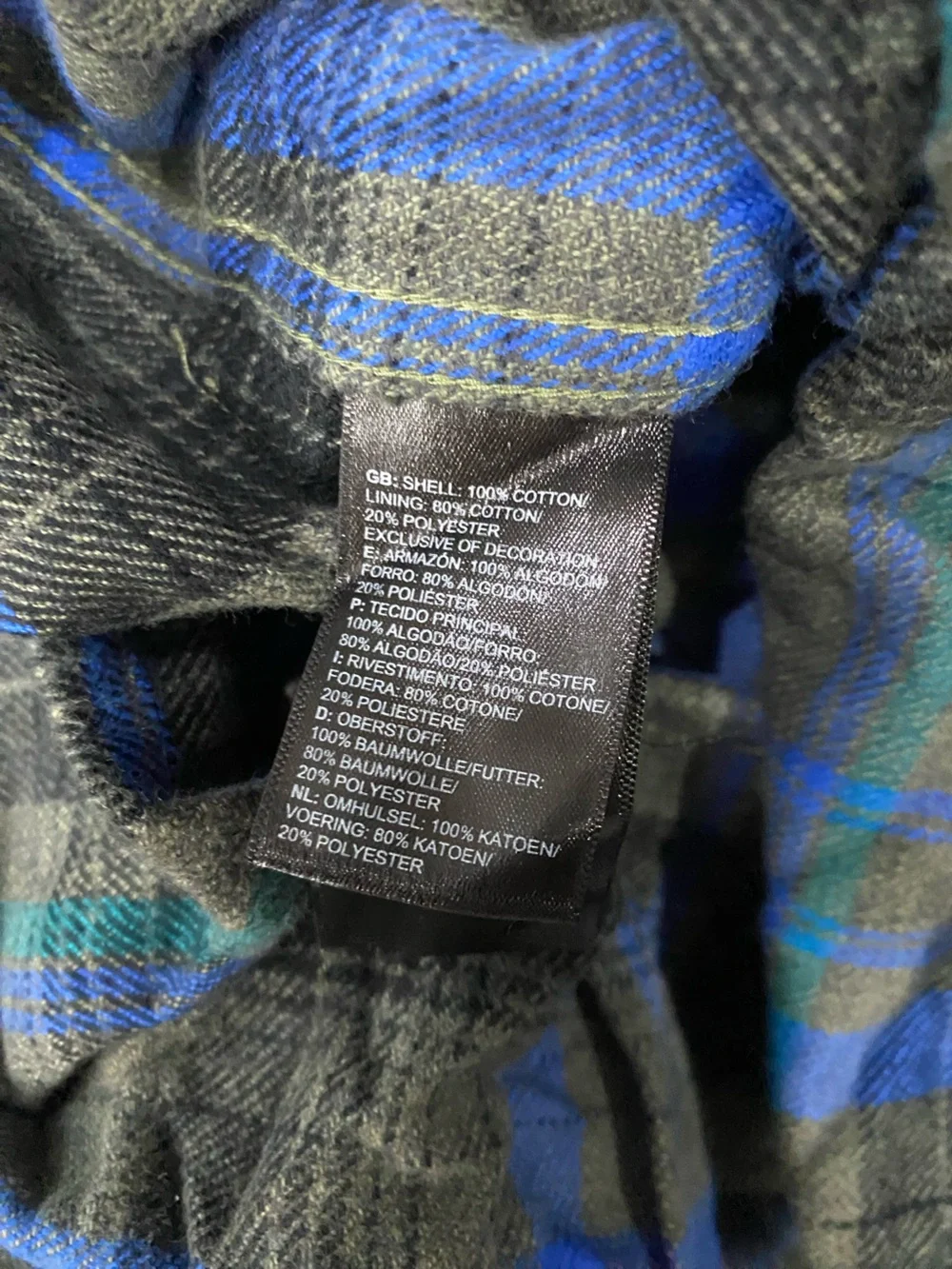 The North Face Mens XXL  Blue Gray Plaid Flannel Button Down Shirt Long Sleeve